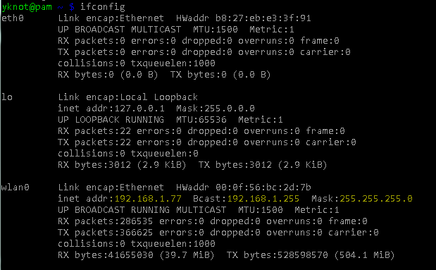 ifconfig output