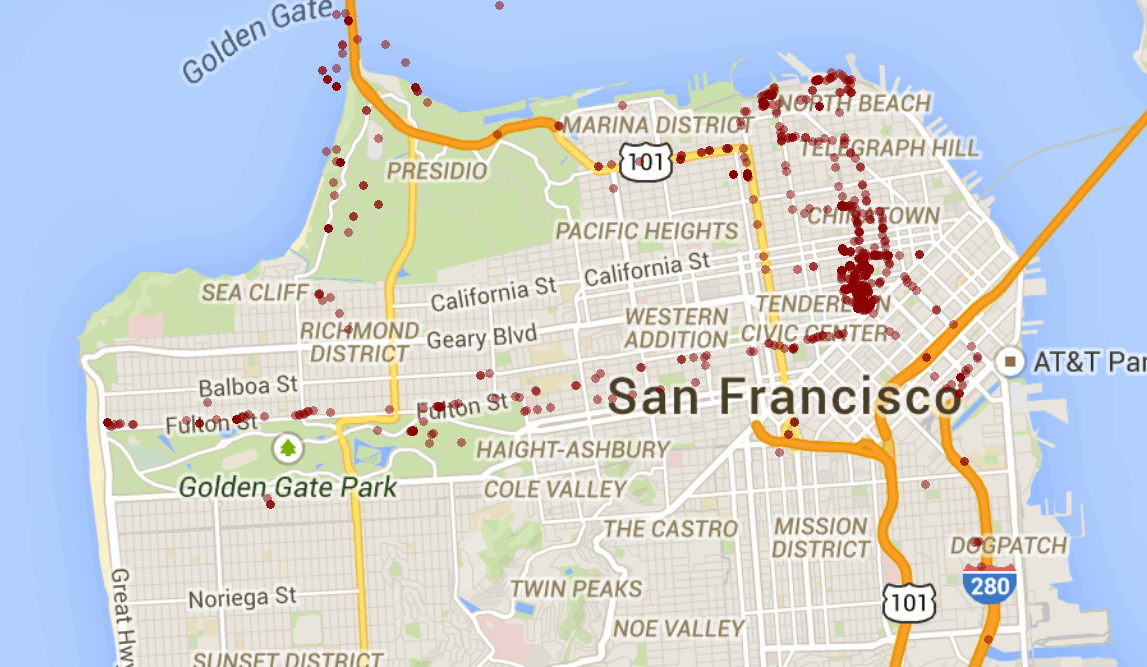 San Francisco Zoomed in Map